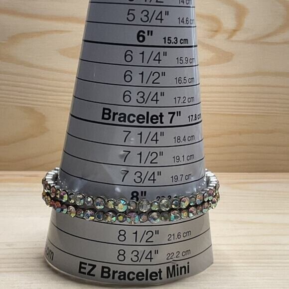 Clear Rhinestone Double Bangle Bracelet Set - Picture 4 of 4